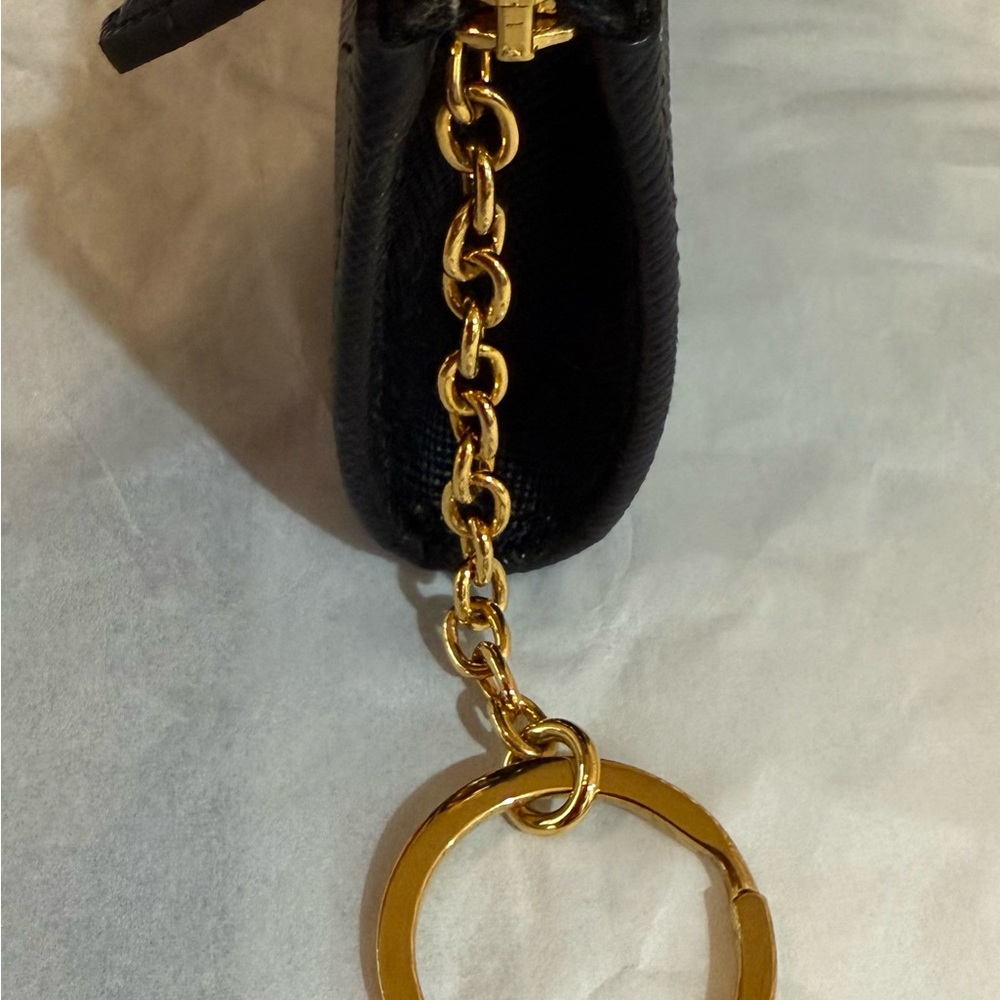Prada Black Saffiano Coin Purse and Key Chain with Gold Logo - Picture 13 of 14